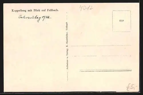 AK Fellbach, Kappelberg mit Blick auf den Ort
