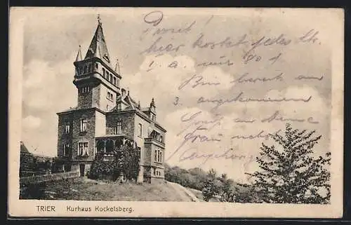 AK Trier, Kurhaus Kockelsberg im Sonnenschein