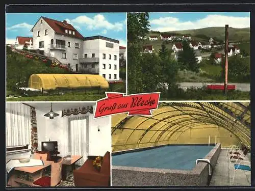 AK Bleche, Haus Wiesengrund E. Berkenkopf, mit Hallenbad