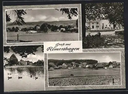 AK Römershagen, Gesamtansicht, Ententeich, Ortspartie & Dornscheid