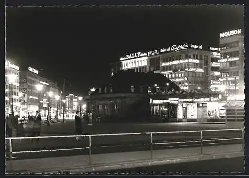 AK Frankfurt a. M., Hauptwache bei Nacht