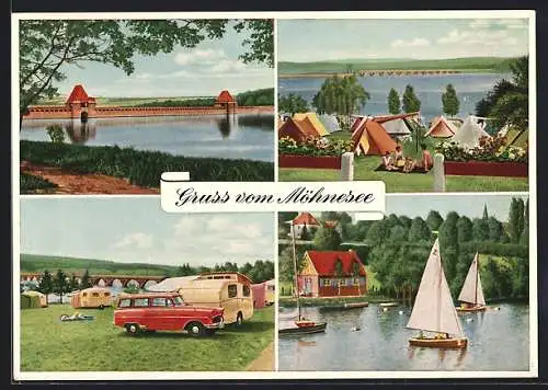 AK Möhnesee /Soest, Campingplatz, Talsperre, Ortspartie