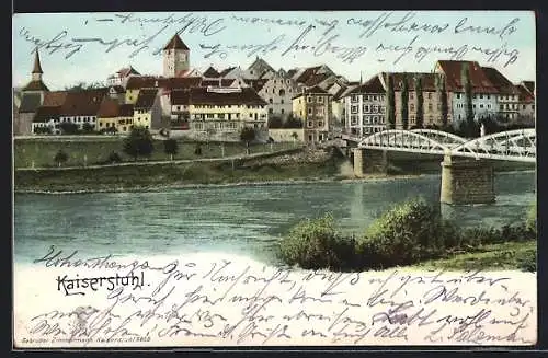 AK Kaiserstuhl, Ortsansicht mit Brücke