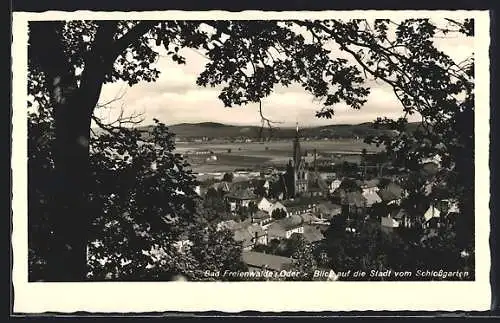 AK Bad Freienwalde /Oder, Ortsansicht vom Schlossgarten aus