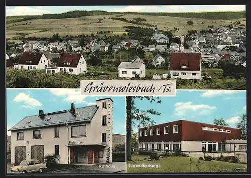 AK Grävenwiesbach, Totalansicht, Rathaus, Jugendherberge