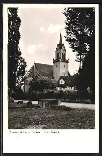 AK Hassmersheim a. Neckar, Blick auf die Kath. Kirche