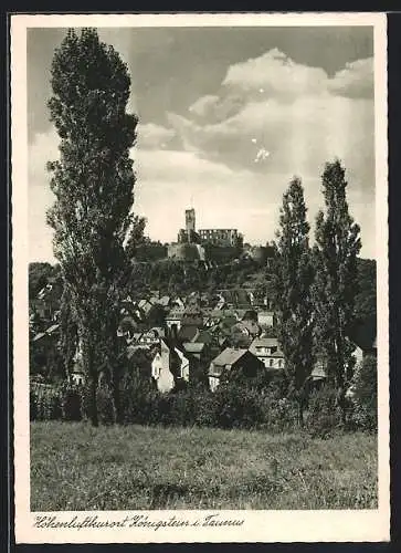 AK Königstein i. Taunus, Teilansicht mit Blick auf die Burg