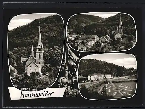 AK Nonnweiler, Ortsansichten mit Kirche