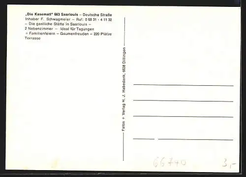 AK Saarlouis, Restaurant Die Kasematt, Inh. F. Schwagmeier