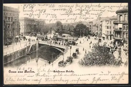 AK Berlin-Tiergarten, Blick auf die Potsdamer Brücke m. Strassenbahn