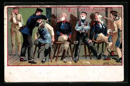 Künstler-AK Verschönerungsrat, Soldaten lassen sich rasieren