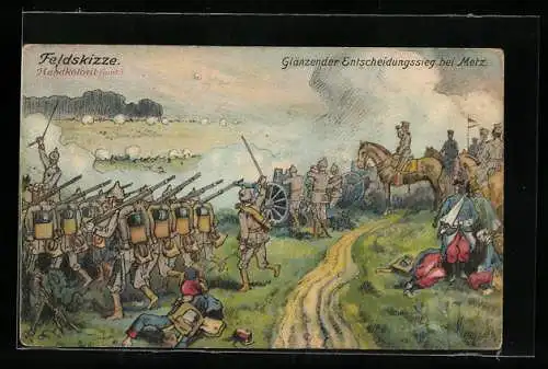 Künstler-AK Schlacht bei Metz im Jahr 1914