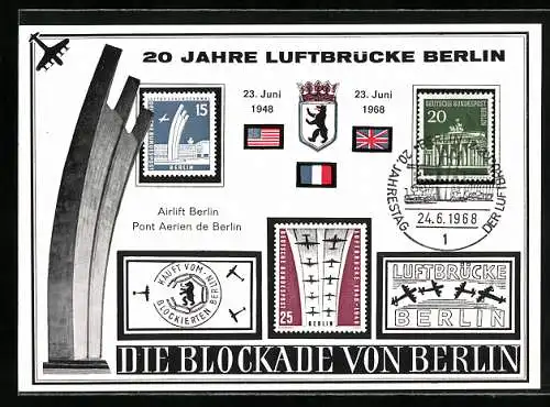 AK Berlin, 20 Jahre Luftbrücke 1948-1968, Die Blockade