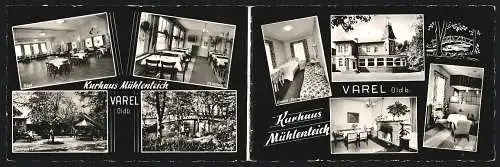 Klapp-AK Varel /Oldb., Kurhaus Mühlenteich mit Innenansichten