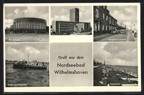 AK Wilhelmshaven, Rathaus, Strandpromenade, Südstrand