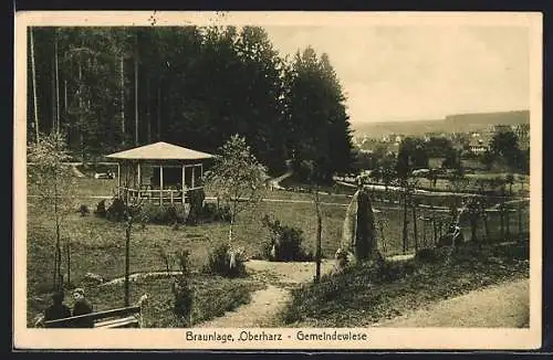 AK Braunlage /Harz, Gemeindewiese mit Pavillon