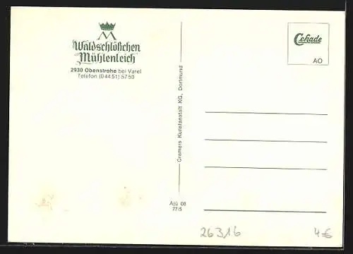 AK Obenstrohe bei Varel, Hotel Waldschlösschen Mühlenleich