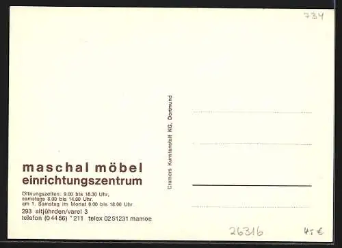 AK Altjührden /Varel, Maschal Möbel Einrichtungszentrum, Hauptausstellung und Zentrallager