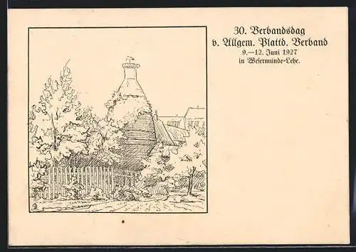 Künstler-AK Wesermünde, 30.Verbandstag v. Allgem.Blattd. Verband, 9-12.06 1927