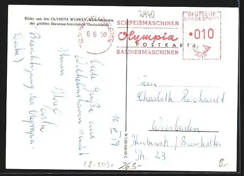 AK Wilhelmshaven, Olympia Werke, grösste Büromaschinenfabrik Deutschlands, Schreibmaschinen
