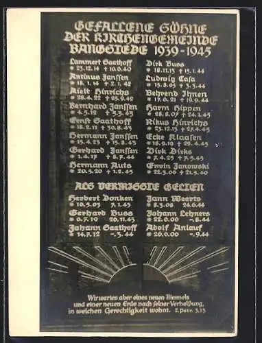 AK Bangstede, Kriegerehrenmal