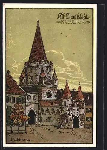 Künstler-AK Ingolstadt, Alt-Ingolstadt, Partie am Kreuztor