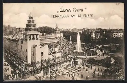 AK Berlin-Halensee, Luna Park, Terrassen am Halensee aus der Vogelschau