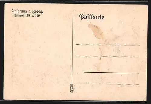 Künstler-AK Ansprung, Die Jugendherberge Hüttenstadtmühle