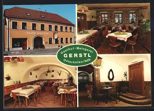 AK Osterhofen /Ndb., Gasthof-Metzgerei Gerstl, Bayerischer Löwe