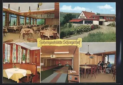 AK Hessigheim / Württemberg, Gasthaus Schreyerhof, Innenansicht der Kegelbahn