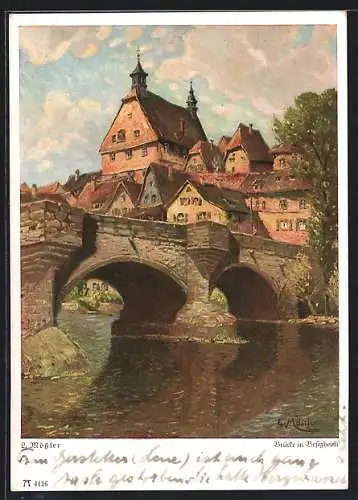 Künstler-AK Besigheim, Ansicht der Brücke