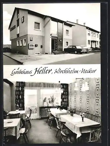 AK Kirchheim /Neckar, Hotel Gästehaus Heller, Innen- und Aussenansicht