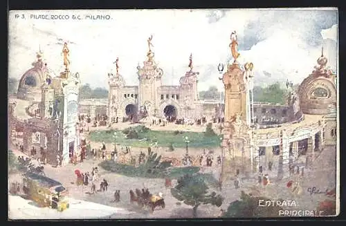 Künstler-AK Milano, Esposizione 1906, Entrata Principale