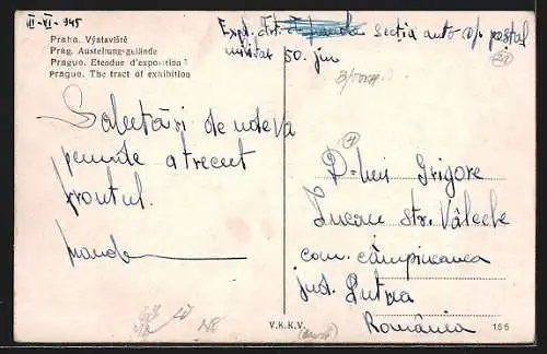 AK Prag, Eingang zum Ausstellungsgelände, Strassenbahn