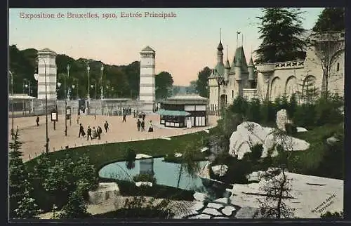 AK Bruxelles, Exposition 1910, Entree Principale