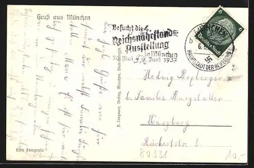 AK München, 4. Reichsnährstands-Ausstellung 1937, Blick auf das Ausstellungsgelände aus der Vogelschau