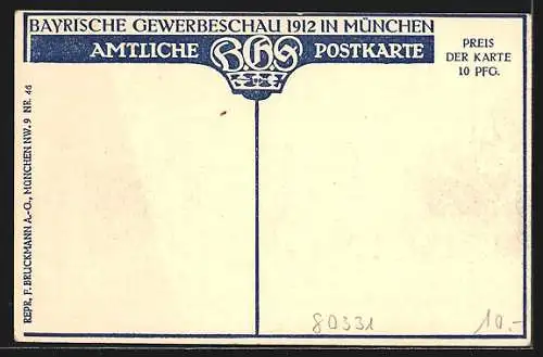 AK München, Bayerische Gewerbeschau 1912, Haupteingang von Gebr. Rank