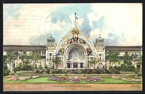 Künstler-AK Nürnberg, Bayerische Jubiläums-Landes-Ausstellung 1906, Hauptindustriegebäude