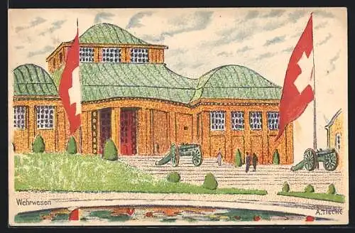 Künstler-AK Bern, Schweiz. Landesausstellung 1914, Ausstellungshalle