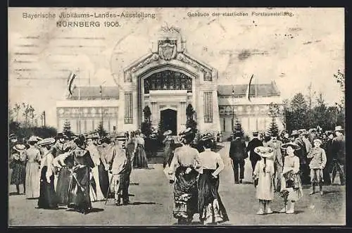 AK Nürnberg, Bayerische Jubiläums-Landes-Ausstellung 1906, Gebäude der staatlichen Forstausstellung