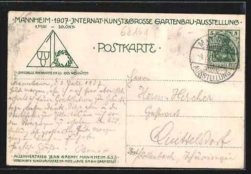 AK Mannheim, Kunst- und Gartenbau-Ausstellung 1907, Friedrichsplatz während des Vormittags-Konzertes