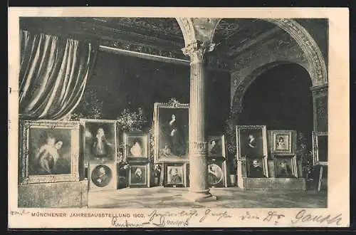 AK München, Jahresausstellung 1902, Ansicht der Gallerie