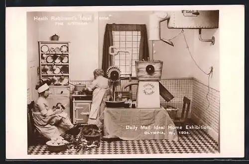 AK London, Olympia, Daily Mail Ideal Home Exhibition 1934, Heath Robinson`s Ideal Home - The Kitchen, Puppenhaus