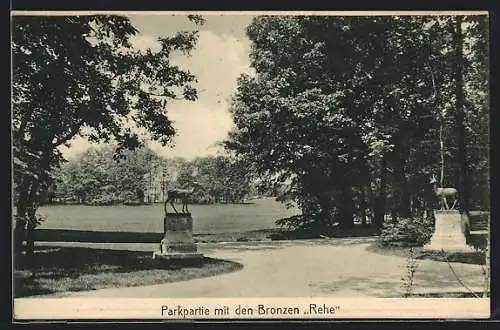 AK München, Ausstellung 1908, Parkpartie im Sonnenschein