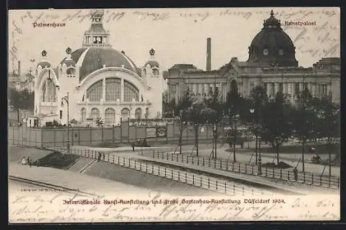 AK Düsseldorf, Internationale Kunst-Ausstellung und grosse Gartenbau-Ausstellung 1904, Palmenhaus und Kunspalast