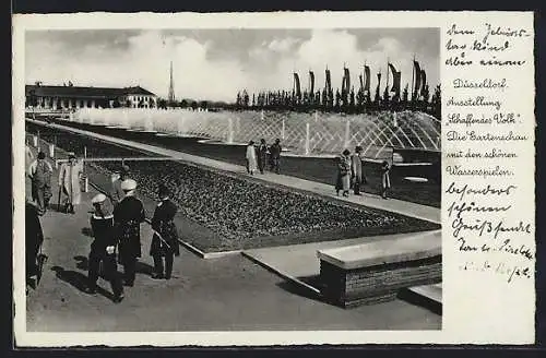 AK Düsseldorf, Ausstellung Schaffendes Volk 1937, Wasserspiele, 
