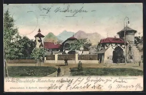 AK Düsseldorf, Düsseldorfer Ausstellung 1902, Alpenpanorama