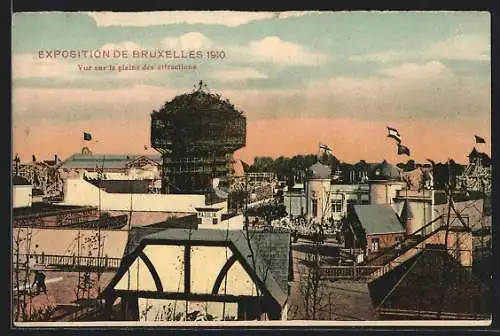 AK Bruxelles, Exposition de Bruxelles 1910, Vue sur la plaine des attractions