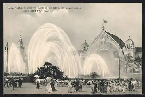 AK Nürnberg, Bayerische Jubiläums-Landes-Ausstellung 1906 - Leuchtfontaine