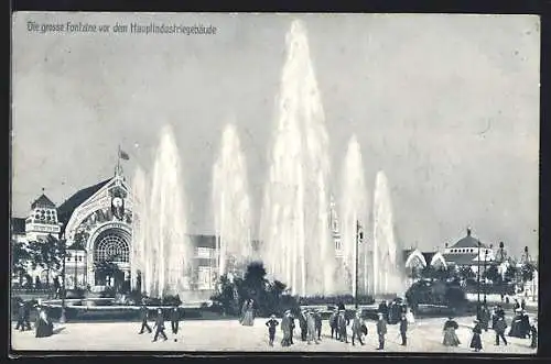 AK Nürnberg, Jubiläums-Landes Ausstellung, Die grosse Fontaine vor dem Hauptindustriegelände
